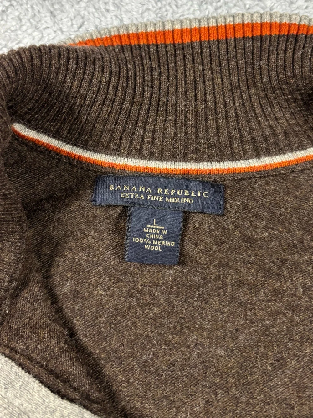 Banana Republic Brown Zip-Up Sweater with Orange Trim
